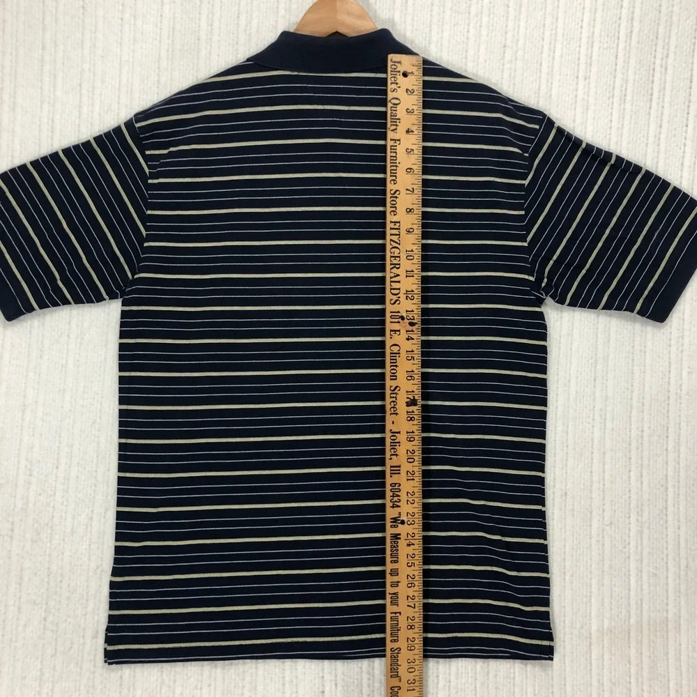 Tommy Hilfiger Golf Mens Polo Shirt Navy Blue Striped Mercerized Cotton Large - Picture 7 of 8